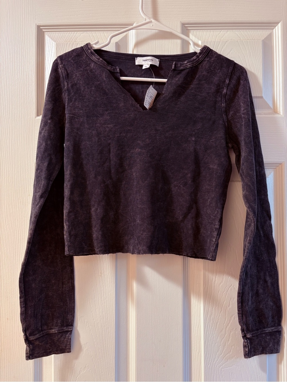Hashttag BraWaffle knit Long-Sleeve Cropped Top size medium Brand New with Tags